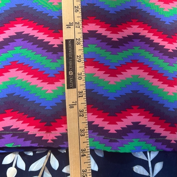 Bianca Colette Colorful Silk Zigzag Pattern Mod Retro Festival Party Dress - Picture 8 of 9